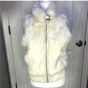 Vintage Like New Off White Cream Genuine Rabbit Fur Vest Wilson’s Leather Sz XL